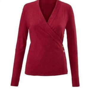 CAbi Red V-Neck Wrap Ballet Cardigan Sweater